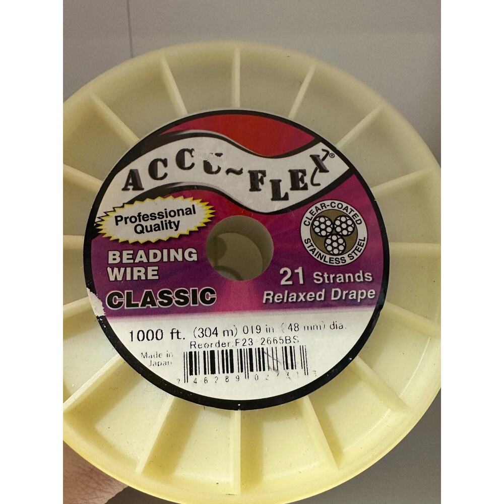 Approx 900 feet Accu-Flex® Nylon Stainless Steel Bead Wire · 21 Strand 0.019 in